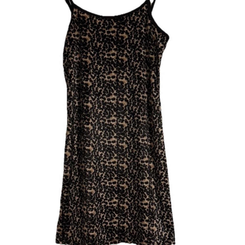 Leopard Print Slip Chemise in Black and Tan
